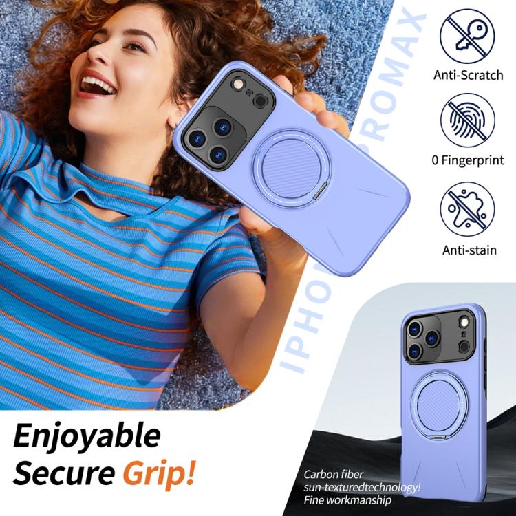 For iPhone 17 Pro Max Metal Rotation Holder MagSafe TPU Hybrid PC Phone Case(Purple) - iPhone 17 Pro Max Cases by buy2fix | Online Shopping UK | buy2fix