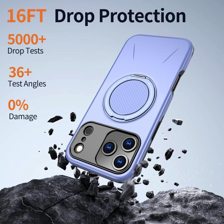 For iPhone 17 Pro Max Metal Rotation Holder MagSafe TPU Hybrid PC Phone Case(Purple) - iPhone 17 Pro Max Cases by buy2fix | Online Shopping UK | buy2fix