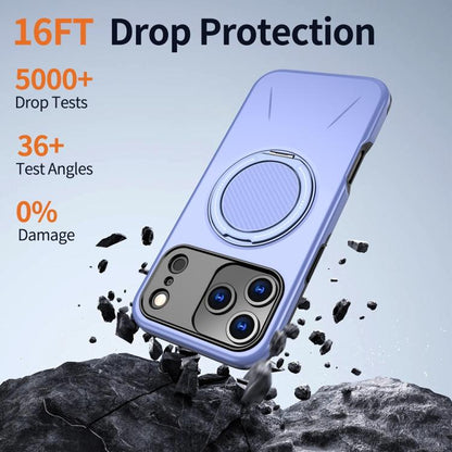 For iPhone 17 Pro Max Metal Rotation Holder MagSafe TPU Hybrid PC Phone Case(Purple) - iPhone 17 Pro Max Cases by buy2fix | Online Shopping UK | buy2fix