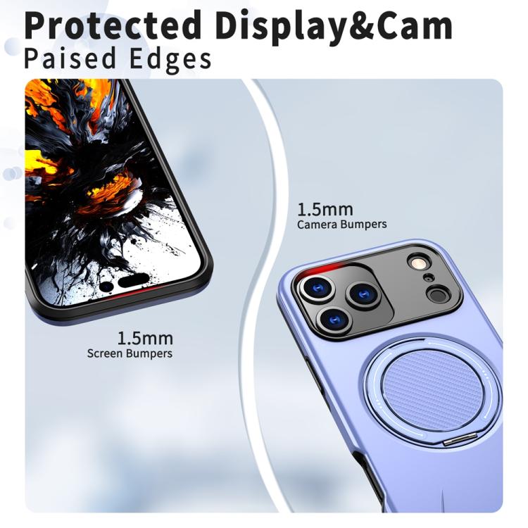 For iPhone 17 Pro Max Metal Rotation Holder MagSafe TPU Hybrid PC Phone Case(Purple) - iPhone 17 Pro Max Cases by buy2fix | Online Shopping UK | buy2fix