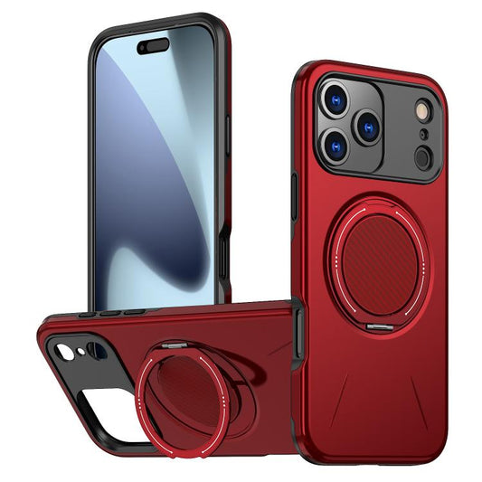 For iPhone 17 Pro Max Metal Rotation Holder MagSafe TPU Hybrid PC Phone Case(Red) - iPhone 17 Pro Max Cases by buy2fix | Online Shopping UK | buy2fix