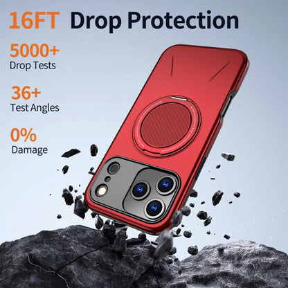 For iPhone 17 Pro Max Metal Rotation Holder MagSafe TPU Hybrid PC Phone Case(Red) - iPhone 17 Pro Max Cases by buy2fix | Online Shopping UK | buy2fix