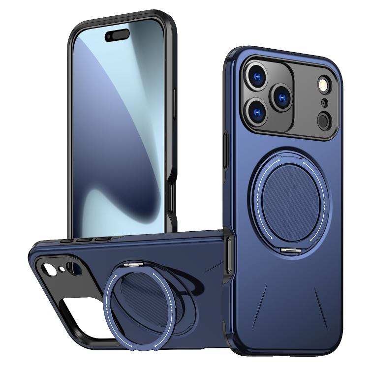 For iPhone 17 Pro Max Metal Rotation Holder MagSafe TPU Hybrid PC Phone Case(Navy Blue) - iPhone 17 Pro Max Cases by buy2fix | Online Shopping UK | buy2fix