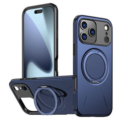 For iPhone 17 Pro Max Metal Rotation Holder MagSafe TPU Hybrid PC Phone Case(Navy Blue) - iPhone 17 Pro Max Cases by buy2fix | Online Shopping UK | buy2fix