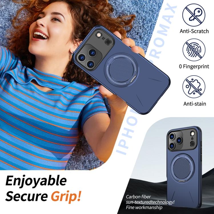For iPhone 17 Pro Max Metal Rotation Holder MagSafe TPU Hybrid PC Phone Case(Navy Blue) - iPhone 17 Pro Max Cases by buy2fix | Online Shopping UK | buy2fix
