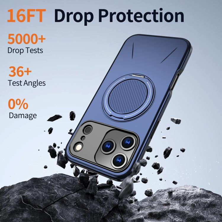For iPhone 17 Pro Max Metal Rotation Holder MagSafe TPU Hybrid PC Phone Case(Navy Blue) - iPhone 17 Pro Max Cases by buy2fix | Online Shopping UK | buy2fix