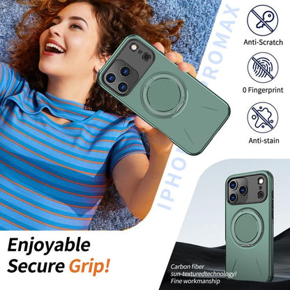 For iPhone 17 Pro Metal Rotation Holder MagSafe TPU Hybrid PC Phone Case(Grey Green) - iPhone 17 Pro Cases by buy2fix | Online Shopping UK | buy2fix