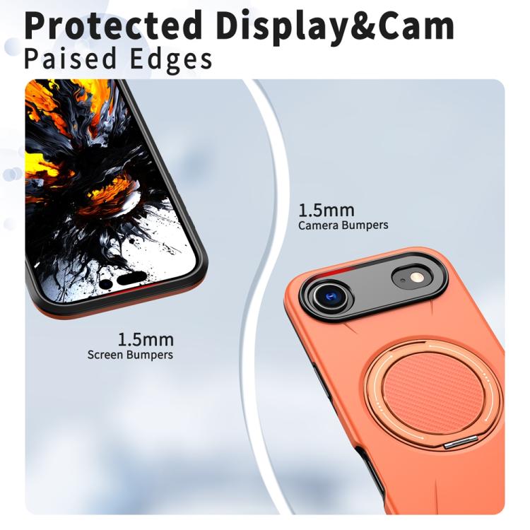 For iPhone Air Metal Rotation Holder MagSafe TPU Hybrid PC Phone Case(Orange) - iPhone Air Cases by buy2fix | Online Shopping UK | buy2fix