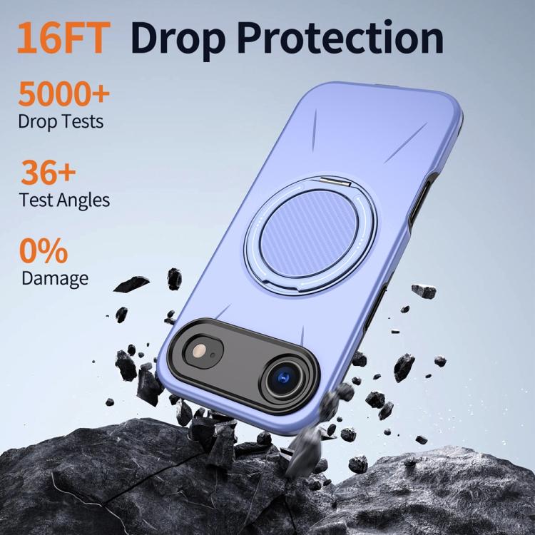 For iPhone Air Metal Rotation Holder MagSafe TPU Hybrid PC Phone Case(Purple) - iPhone Air Cases by buy2fix | Online Shopping UK | buy2fix