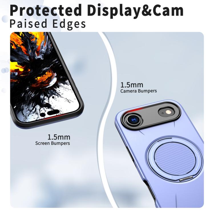 For iPhone Air Metal Rotation Holder MagSafe TPU Hybrid PC Phone Case(Purple) - iPhone Air Cases by buy2fix | Online Shopping UK | buy2fix