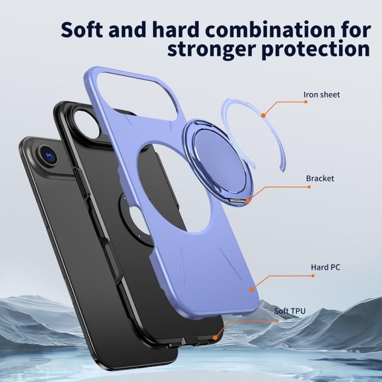 For iPhone Air Metal Rotation Holder MagSafe TPU Hybrid PC Phone Case(Purple) - iPhone Air Cases by buy2fix | Online Shopping UK | buy2fix