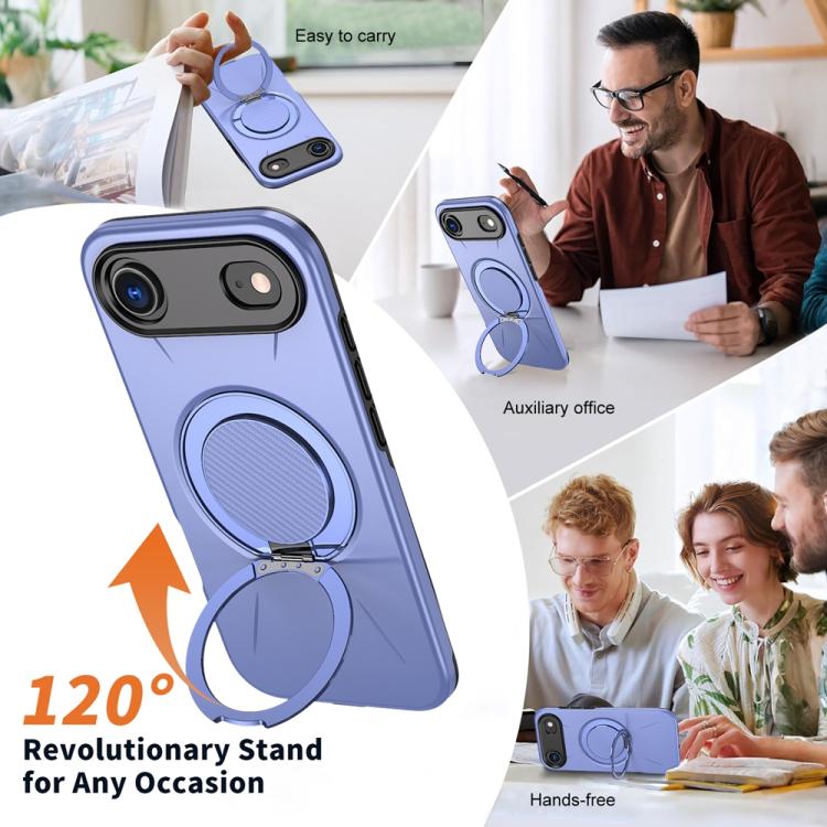 For iPhone Air Metal Rotation Holder MagSafe TPU Hybrid PC Phone Case(Purple) - iPhone Air Cases by buy2fix | Online Shopping UK | buy2fix
