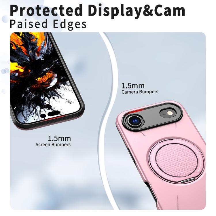 For iPhone Air Metal Rotation Holder MagSafe TPU Hybrid PC Phone Case(Pink) - iPhone Air Cases by buy2fix | Online Shopping UK | buy2fix