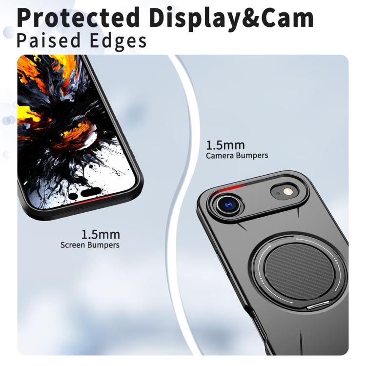 For iPhone Air Metal Rotation Holder MagSafe TPU Hybrid PC Phone Case(Black) - iPhone Air Cases by buy2fix | Online Shopping UK | buy2fix