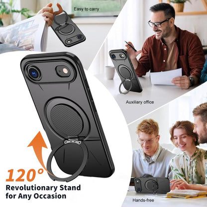 For iPhone Air Metal Rotation Holder MagSafe TPU Hybrid PC Phone Case(Black) - iPhone Air Cases by buy2fix | Online Shopping UK | buy2fix