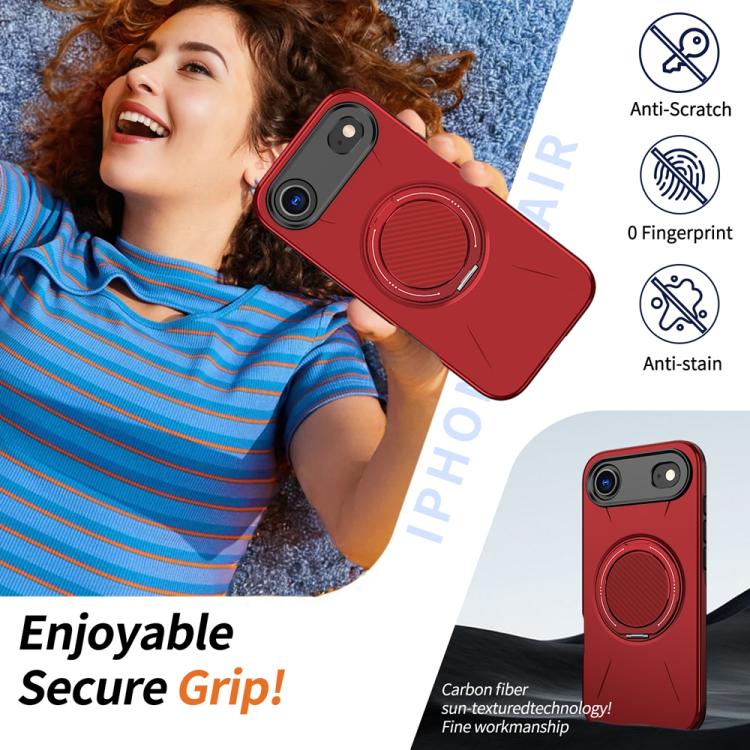 For iPhone Air Metal Rotation Holder MagSafe TPU Hybrid PC Phone Case(Red) - iPhone Air Cases by buy2fix | Online Shopping UK | buy2fix