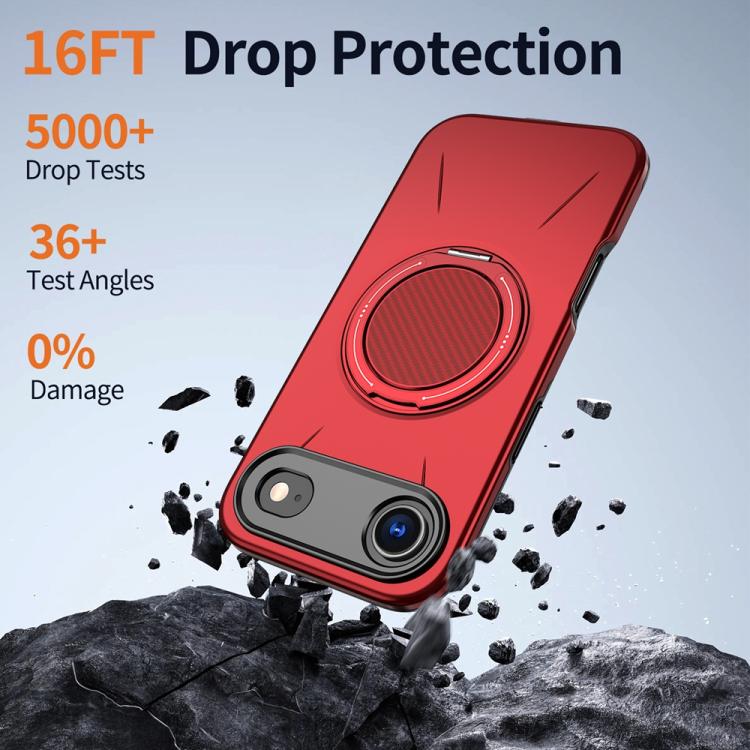 For iPhone Air Metal Rotation Holder MagSafe TPU Hybrid PC Phone Case(Red) - iPhone Air Cases by buy2fix | Online Shopping UK | buy2fix