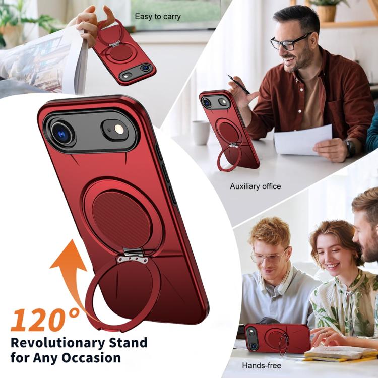 For iPhone Air Metal Rotation Holder MagSafe TPU Hybrid PC Phone Case(Red) - iPhone Air Cases by buy2fix | Online Shopping UK | buy2fix