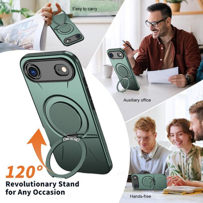 For iPhone Air Metal Rotation Holder MagSafe TPU Hybrid PC Phone Case(Grey Green) - iPhone Air Cases by buy2fix | Online Shopping UK | buy2fix