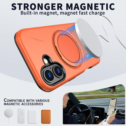 For iPhone 17 Metal Rotation Holder MagSafe TPU Hybrid PC Phone Case(Orange) - iPhone 17 Cases by buy2fix | Online Shopping UK | buy2fix