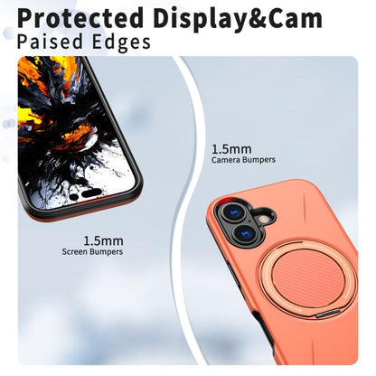 For iPhone 17 Metal Rotation Holder MagSafe TPU Hybrid PC Phone Case(Orange) - iPhone 17 Cases by buy2fix | Online Shopping UK | buy2fix