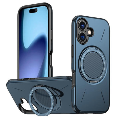 For iPhone 17 Metal Rotation Holder MagSafe TPU Hybrid PC Phone Case(Navy Blue) - iPhone 17 Cases by buy2fix | Online Shopping UK | buy2fix