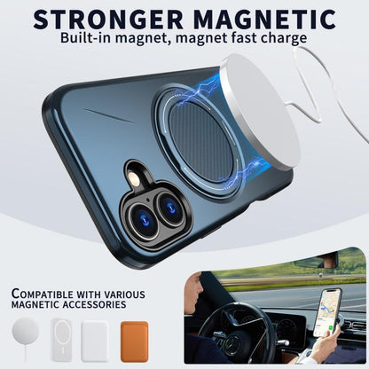 For iPhone 17 Metal Rotation Holder MagSafe TPU Hybrid PC Phone Case(Navy Blue) - iPhone 17 Cases by buy2fix | Online Shopping UK | buy2fix