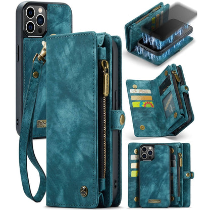 For iPhone 12 / 12 Pro CaseMe-008 Detachable Multifunctional Wallet Leather Phone Case (Blue) - iPhone 12 / 12 Pro Cases by CaseMe | Online Shopping UK | buy2fix
