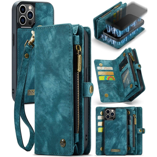 For iPhone 12 / 12 Pro CaseMe-008 Detachable Multifunctional Wallet Leather Phone Case (Blue) - iPhone 12 / 12 Pro Cases by CaseMe | Online Shopping UK | buy2fix