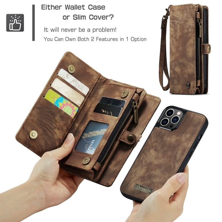 For iPhone 12 / 12 Pro CaseMe-008 Detachable Multifunctional Wallet Leather Phone Case (Brown) - iPhone 12 / 12 Pro Cases by CaseMe | Online Shopping UK | buy2fix