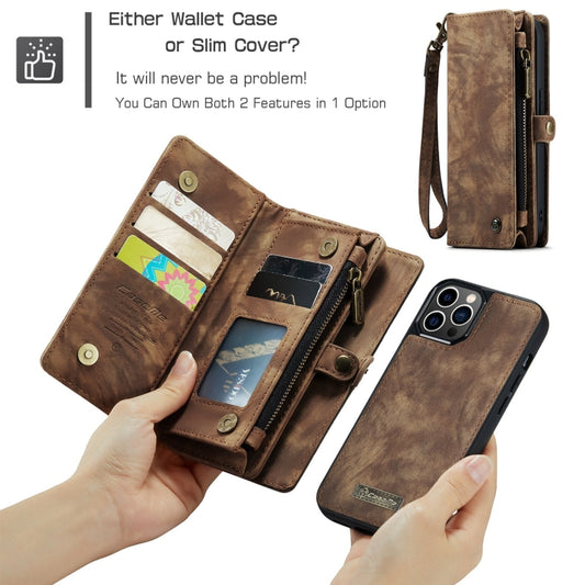 For iPhone 12 / 12 Pro CaseMe-008 Detachable Multifunctional Wallet Leather Phone Case (Brown) - iPhone 12 / 12 Pro Cases by CaseMe | Online Shopping UK | buy2fix