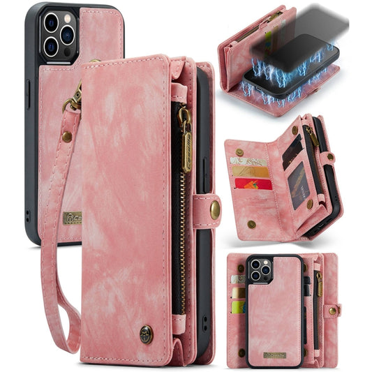 For iPhone 12 / 12 Pro CaseMe-008 Detachable Multifunctional Wallet Leather Phone Case (Pink) by CaseMe