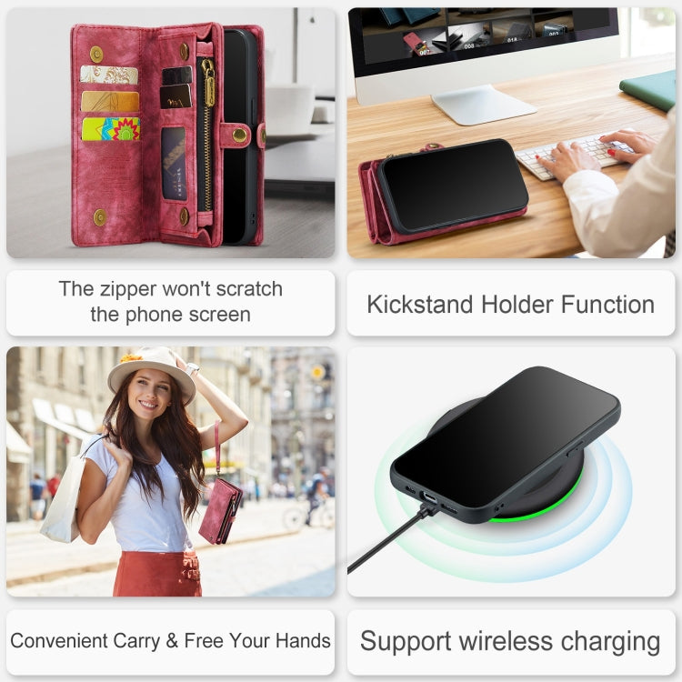 For iPhone 12 Pro Max CaseMe-008 Detachable Multifunctional Wallet Leather Phone Case (Red) - iPhone 12 Pro Max Cases by CaseMe | Online Shopping UK | buy2fix