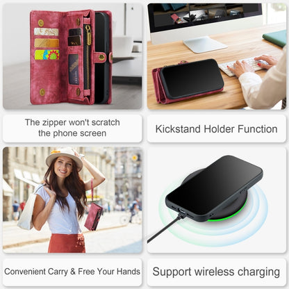 For iPhone 12 Pro Max CaseMe-008 Detachable Multifunctional Wallet Leather Phone Case (Red) - iPhone 12 Pro Max Cases by CaseMe | Online Shopping UK | buy2fix