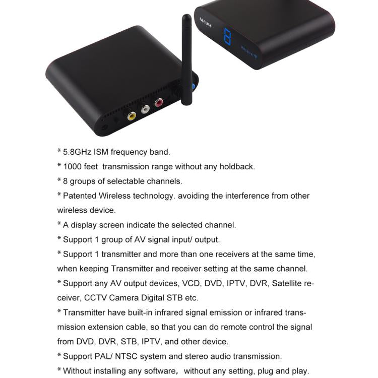 Measy AV530 5.8GHz Wireless Audio / Video Transmitter and Receiver, Distance: 300m(US Plug) - Set Top Box & Accessories by Measy | Online Shopping UK | buy2fix