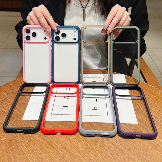 For iPhone Air Solid Color Edge Transparency Acrylic TPU Phone Case(Grey) - iPhone Air Cases by buy2fix | Online Shopping UK | buy2fix