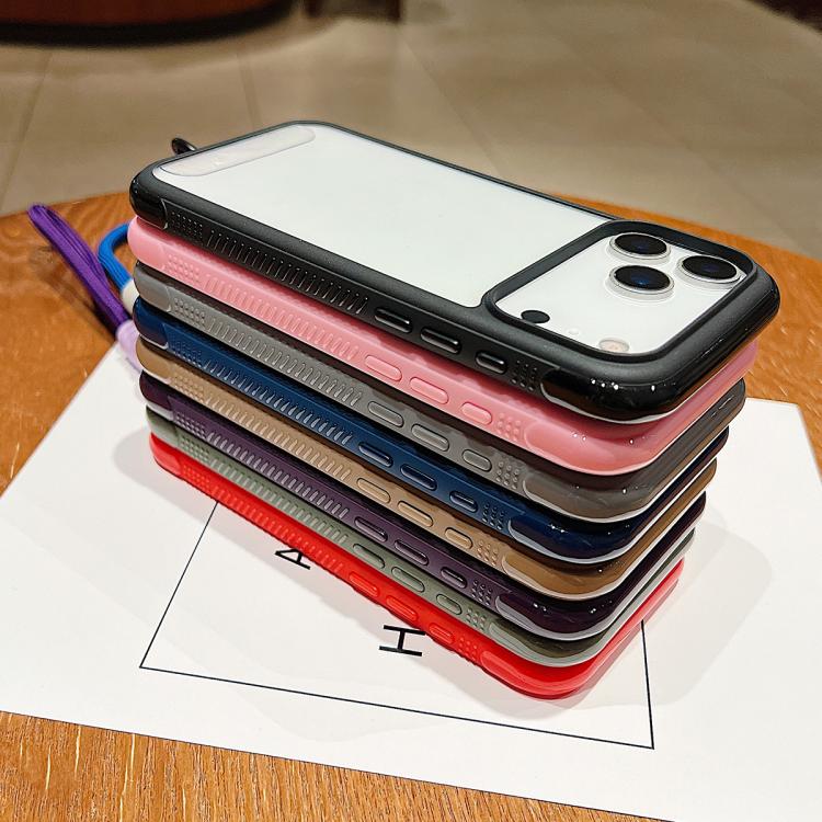 For iPhone Air Solid Color Edge Transparency Acrylic TPU Phone Case with Wrist Strap(Grey) - iPhone Air Cases by buy2fix | Online Shopping UK | buy2fix