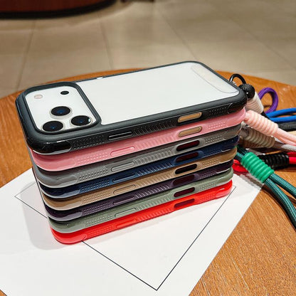 For iPhone Air Solid Color Edge Transparency Acrylic TPU Phone Case with Wrist Strap(Dark Purple) - iPhone Air Cases by buy2fix | Online Shopping UK | buy2fix