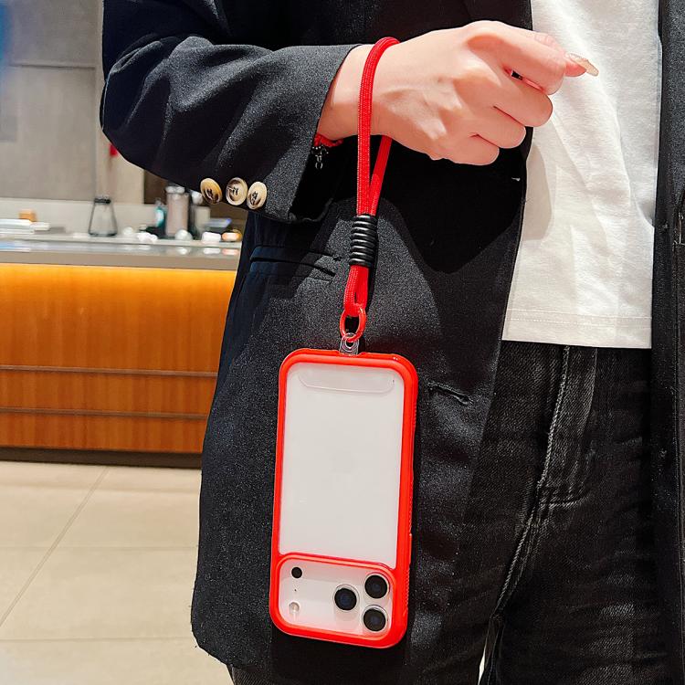 For iPhone Air Solid Color Edge Transparency Acrylic TPU Phone Case with Wrist Strap(Black) - iPhone Air Cases by buy2fix | Online Shopping UK | buy2fix