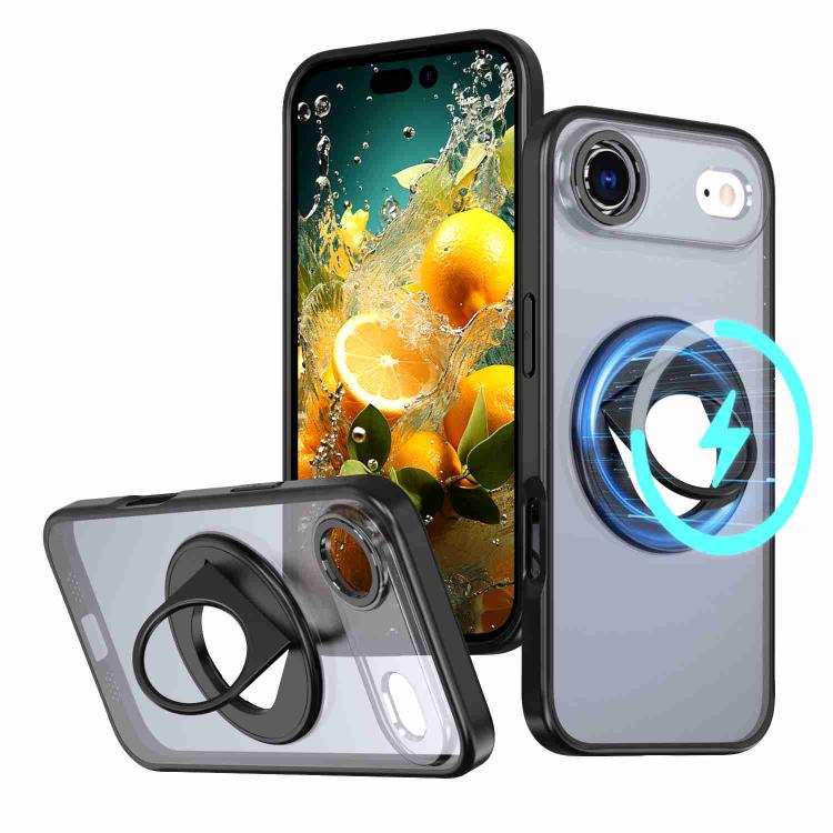 For iPhone Air Rotating Ring Magnetic Holder Phone Case(Black) - iPhone Air Cases by buy2fix | Online Shopping UK | buy2fix