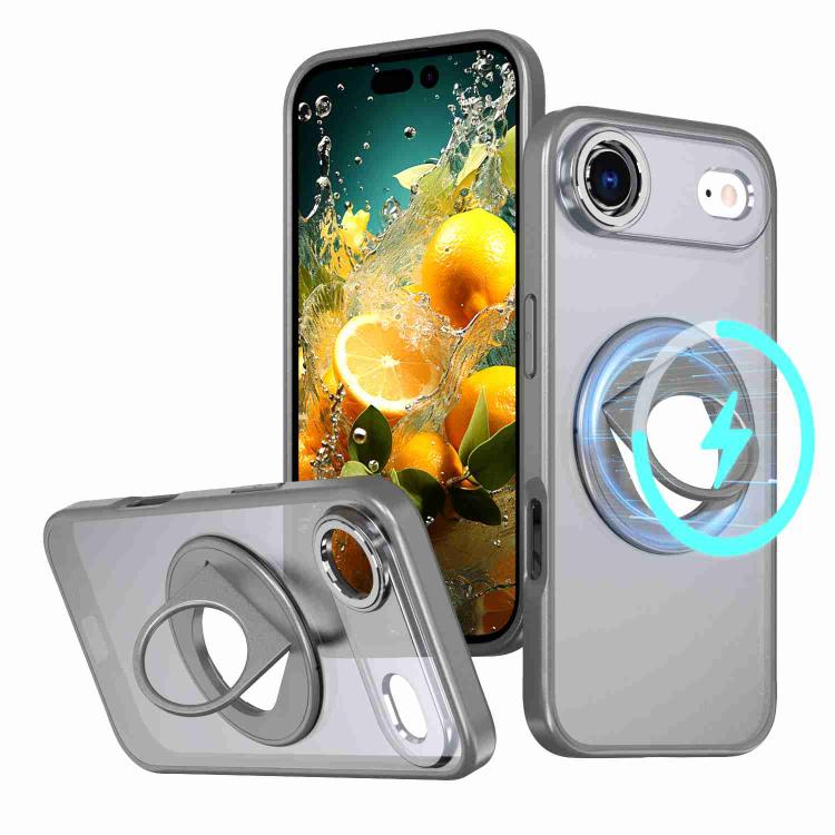 For iPhone Air Rotating Ring Magnetic Holder Phone Case(Titanium Grey) - iPhone Air Cases by buy2fix | Online Shopping UK | buy2fix
