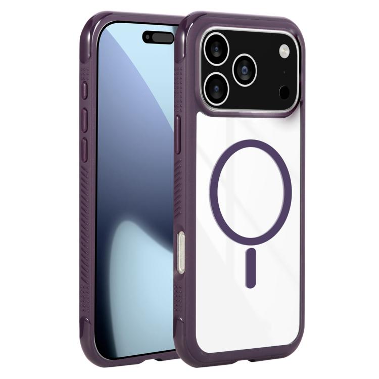 For iPhone 17 Pro Max Solid Color Edge Transparency MagSafe Magnetic Phone Case(Dark Purple) - iPhone 17 Pro Max Cases by buy2fix | Online Shopping UK | buy2fix