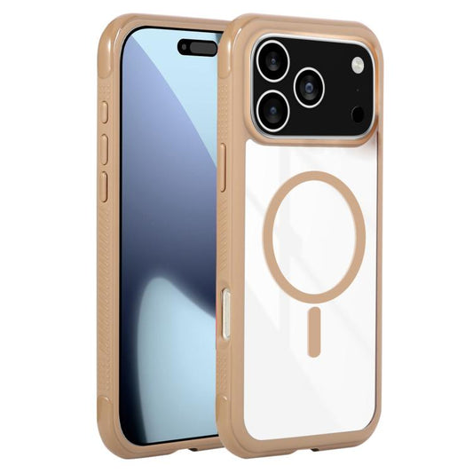 For iPhone 17 Pro Solid Color Edge Transparency MagSafe Magnetic Phone Case(Brown) - iPhone 17 Pro Cases by buy2fix | Online Shopping UK | buy2fix