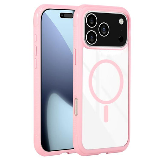 For iPhone 17 Pro Solid Color Edge Transparency MagSafe Magnetic Phone Case(Pink) - iPhone 17 Pro Cases by buy2fix | Online Shopping UK | buy2fix