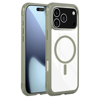 For iPhone 17 Pro Solid Color Edge Transparency MagSafe Magnetic Phone Case(Army Green) - iPhone 17 Pro Cases by buy2fix | Online Shopping UK | buy2fix