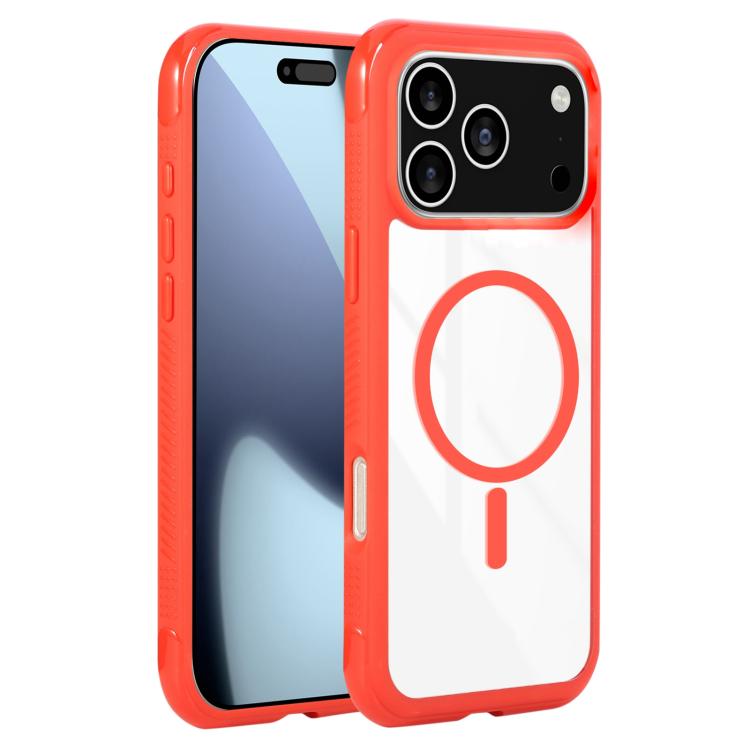 For iPhone 17 Pro Solid Color Edge Transparency MagSafe Magnetic Phone Case(Red) - iPhone 17 Pro Cases by buy2fix | Online Shopping UK | buy2fix