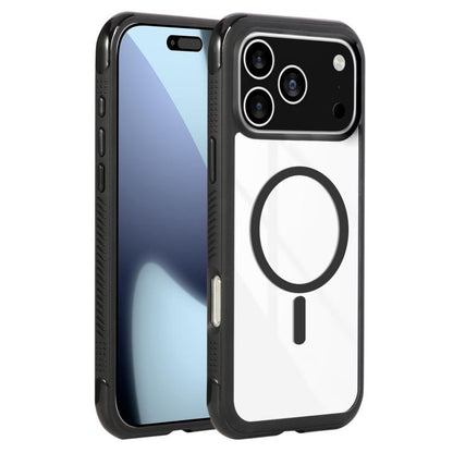 For iPhone 17 Pro Solid Color Edge Transparency MagSafe Magnetic Phone Case(Black) - iPhone 17 Pro Cases by buy2fix | Online Shopping UK | buy2fix