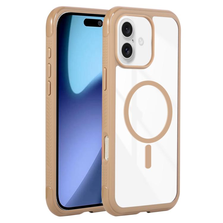 For iPhone 17 Solid Color Edge Transparency MagSafe Magnetic Phone Case(Brown) - iPhone 17 Cases by buy2fix | Online Shopping UK | buy2fix