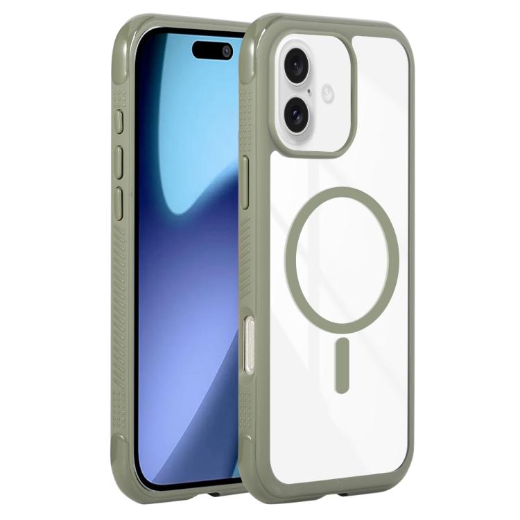 For iPhone 17 Solid Color Edge Transparency MagSafe Magnetic Phone Case(Army Green) - iPhone 17 Cases by buy2fix | Online Shopping UK | buy2fix