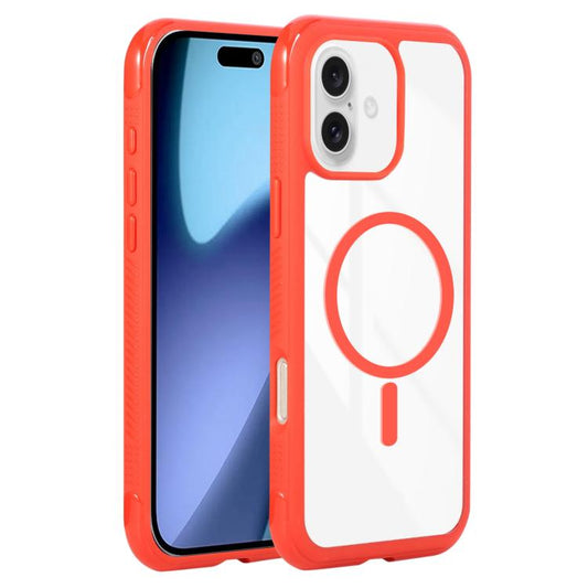 For iPhone 17 Solid Color Edge Transparency MagSafe Magnetic Phone Case(Red) - iPhone 17 Cases by buy2fix | Online Shopping UK | buy2fix